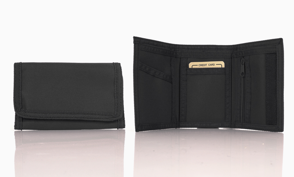 (image for) 8008 BLACK Trifold Canvas Wallet
